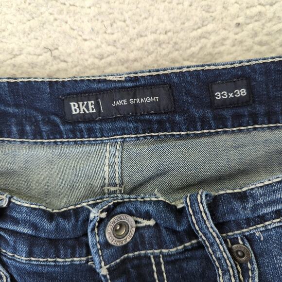 BKE Jake Straight Leg Jeans White Stitch Men's Size‎ 33x38 Stretch ABP16274 Tall - Picture 7 of 9